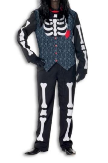 Leuke zwart/wit/rood SKELET/HALLOWEEN pak beschikbaar voor biedingen