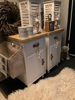 Nachtkastjes Wit & Wagondelen Wood & Tuigleer Kastjes, Huis en Inrichting, Kasten | Overige, Ophalen of Verzenden, Zo goed als nieuw