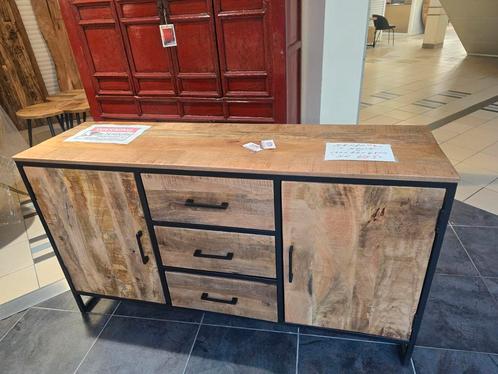 Industriële dressoir – mangohout & metaal | €485,-, Huis en Inrichting, Kasten | Dressoirs, Zo goed als nieuw, 25 tot 50 cm, Metaal