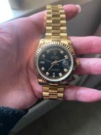Rolex date just goud met zwarte plaat 36 mm, Sieraden, Tassen en Uiterlijk, Horloges | Dames, Rolex, Polshorloge, Nieuw, Ophalen of Verzenden