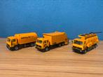3x Mercedes Container, Rioolzuiger, Veegwagen Oranje 1:50, Ophalen of Verzenden, Gebruikt, Bus of Vrachtwagen, SIKU