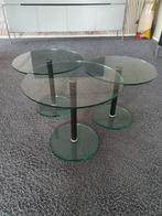 Set ronde glazen bijzettafeltjes, Glas, Rond, 45 tot 60 cm, Minder dan 55 cm