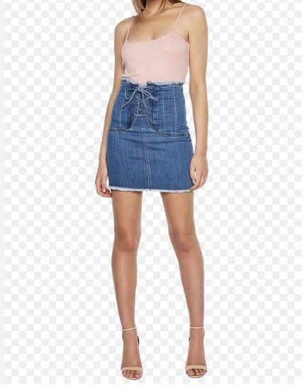 Corset Denim Skirt (Bardot), Blauw, Ophalen of Verzenden, Zo goed als nieuw, Boven de knie