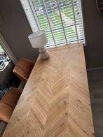 Mangohouten Eettafel met Stalen Onderstel - 200cm, Huis en Inrichting, Tafels | Eettafels, Ophalen, Gebruikt, 50 tot 100 cm, Vijf personen of meer