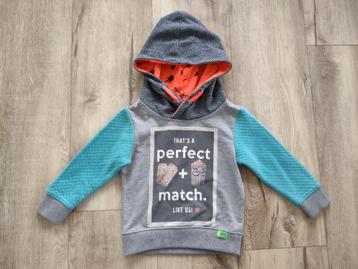 Mooie blauw grijze hoodie van Funky XS, 86/92. Trui print. beschikbaar voor biedingen