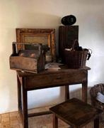Antieke Franse keukentafel boerentafel met kruk, Antiek en Kunst, Curiosa en Brocante, Ophalen