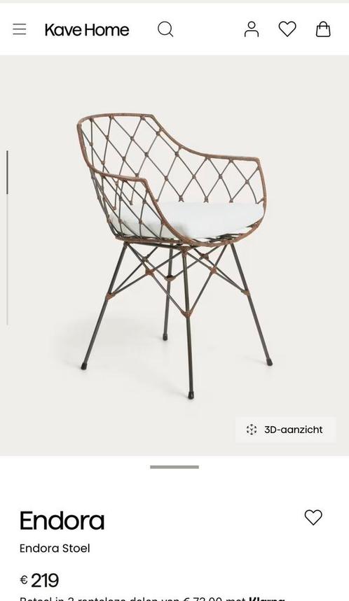Endora Stoel – Kave Home designstoel met metalen frame, Huis en Inrichting, Stoelen, Gebruikt, Eén, Bruin, Ophalen