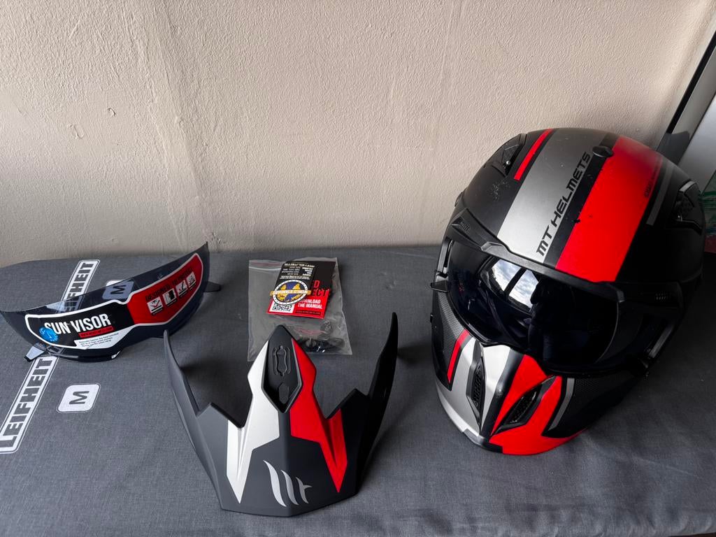 Scooter helm met extra vizier en piek, M, Heren, Jethelm, Tweedehands