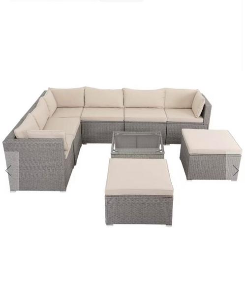 26-delinge XXL Loungeset wicker met kussens, Tuin en Terras, Tuinsets en Loungesets, Zo goed als nieuw, Loungeset, Wicker, 8 zitplaatsen