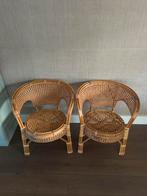 Twee vintage webbing/rotan stoelen, Huis en Inrichting, Ophalen, Zo goed als nieuw, Bruin, Twee