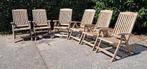 6 Somers Design teakhouten standenstoelen, inklapbaar, Tuin en Terras, Tuinstoelen, Ophalen, Gebruikt, Teakhout, Verstelbaar