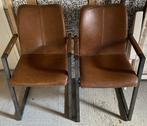 Bruine leren stoelen - 4 stuks, Huis en Inrichting, Ophalen, Gebruikt, Bruin, Leer