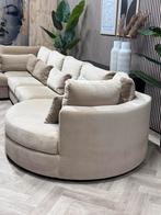 ZGAN Velvet Velours U-Bank / Hoekbank - Beige - 415cm, Huis en Inrichting, Ophalen, -, Hoekbank, 300 cm of meer