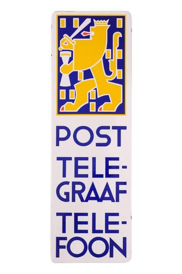 Oud emaillen bord Post-Telegraaf-Telefoon beschikbaar voor biedingen