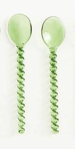 NIEUW 2-delige set Sissy Boy gedraaide theelepels groen glas, Overige materialen, Nieuw, Ophalen of Verzenden, Vaatwasserbestendig