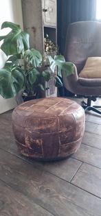 Vintage patchwork leren poef, jaren 70, Ophalen, Minder dan 50 cm, Gebruikt, Vintage, Boho