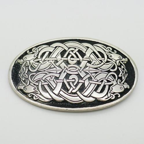 Keltische broche St. Justin, Sieraden, Tassen en Uiterlijk, Broches, Gebruikt, Overige materialen, Zilver, 4 tot 7 cm, Verzenden
