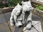 Betonnen Tuinbeeld - Twee Nijlpaarden, Tuin en Terras, Tuinbeelden, Ophalen of Verzenden, Gebruikt, Beton, Dierenbeeld