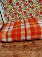 Vintage oranje zuiver scheerwollen deken jaren 70, Huis en Inrichting, Woonaccessoires | Plaids en Woondekens, Ophalen of Verzenden