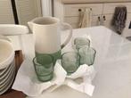 Karaf met 4 glazen groen wit, Ophalen, Glas of Glazen, Nieuw, Overige stijlen