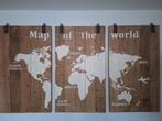 3-luik wereldkaart hout, Huis en Inrichting, Woonaccessoires | Kamerschermen, Ophalen, Zo goed als nieuw
