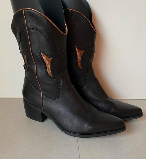 ANN ROCKS COWBOY LAARZEN MT: 38, Kleding | Dames, Schoenen, Zo goed als nieuw, Lage of Enkellaarzen, Zwart, Verzenden