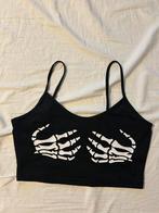 zwarte croptop met skelet handen, Zwart, Ophalen of Verzenden, Zo goed als nieuw, Shein