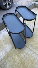 2 metalen tafeltjes, 45 tot 60 cm, Minder dan 55 cm, Gebruikt, Metaal of Aluminium