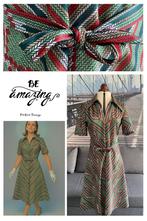 Vintage 50s/60s jurk met strikceintuur-38, Maat 38/40 (M), Ophalen of Verzenden, Zo goed als nieuw, Vintage