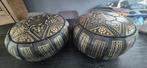 Marokkaanse leren poefs - traditioneel handwerk, Gebruikt, Marokkaans, Leer, Ophalen of Verzenden
