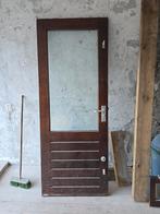 Houten Buitendeur met dubbelglas, Doe-het-zelf en Verbouw, Kozijnen en Schuifpuien, Gebruikt, 150 tot 225 cm, Inclusief glas, Hout