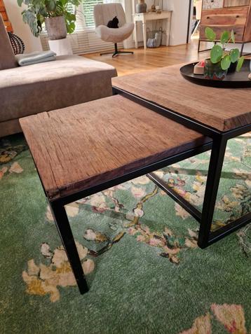 Salontafel Set van 2 - Hardhout & Staal beschikbaar voor biedingen