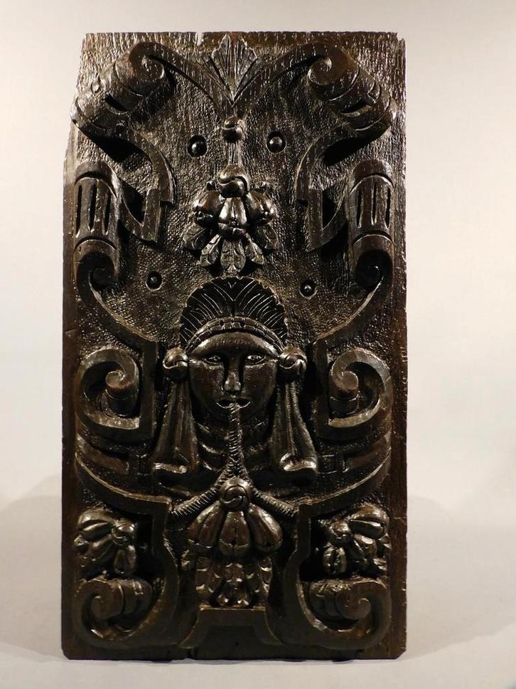 Antiek eiken paneel 17e eeuw houtsnijwerk, Antiek en Kunst, Kunst | Beelden en Houtsnijwerken, Verzenden