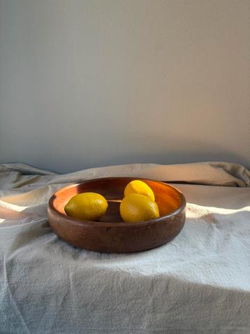 Vintage teakhouten ronde schaal danish design d25cm beschikbaar voor biedingen