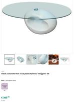 vidaXL Salontafel met ovaal glazen tafelblad hoogglans wit, Huis en Inrichting, Tafels | Salontafels, Ophalen, 100 tot 150 cm