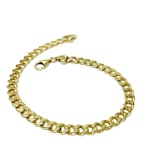 Massief Gouden Heren Gourmet Schakel Armband - 23,5 cm / 22,, Sieraden, Tassen en Uiterlijk, Armbanden, Zo goed als nieuw, Goud