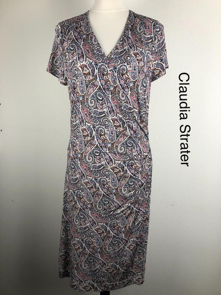 Claudia Strater Jurk  (mt: 40) YL/8788, Kleding | Dames, Jurken, Zo goed als nieuw, Maat 38/40 (M), Blauw, Knielengte, Ophalen of Verzenden