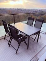 SenS-Line Rimini tuinset – glazen tafel + 4 stoelen, Tuin en Terras, Tuinsets en Loungesets, Ophalen, 4 zitplaatsen, Gebruikt