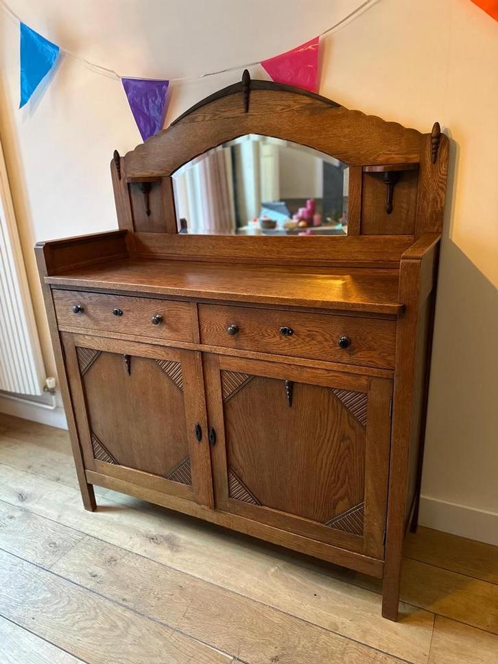 Vintage Dressoir met Spiegel - Goede Staat!, Huis en Inrichting, Kasten | Dressoirs, Gebruikt, 100 tot 150 cm, 25 tot 50 cm, Met lade(s)