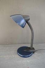 Vintage Happylight bureaulamp blauw metaal met zwart, Huis en Inrichting, Lampen | Tafellampen, Verzenden, Zo goed als nieuw, Metaal