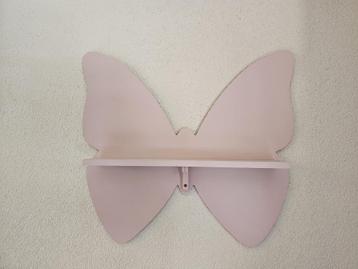Roze en taupe wandplankjes in de vorm van vlinders (2 stuk) beschikbaar voor biedingen