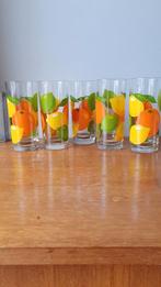 5 longdrinkglazen citrusvruchten - jaren 70?, Glas of Glazen, Ophalen of Verzenden, Overige stijlen, Glas