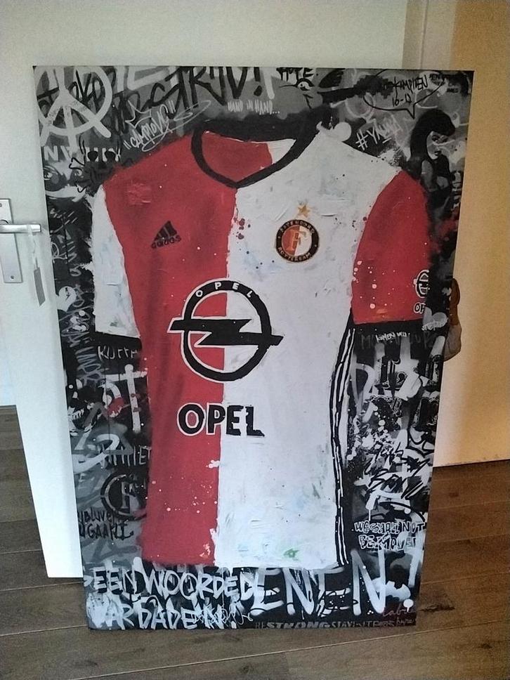 Feyenoord Shirt Kunstwerk, Antiek en Kunst, Kunst | Schilderijen | Klassiek, Ophalen of Verzenden