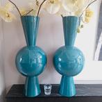 Gave grote metalen vazen van light & living blauw groen!, Overige materialen, 50 tot 75 cm, Blauw, Nieuw