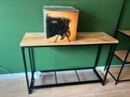 Wandkast, 110x35, zwart&mangohout, Huis en Inrichting, Tafels | Sidetables, 100 tot 150 cm, Rond, Ophalen of Verzenden, Zo goed als nieuw