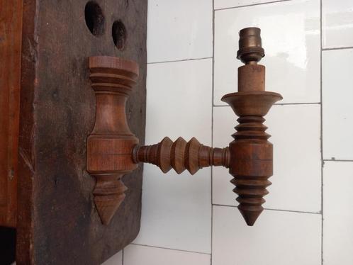 stoere, oude wandlampjes, lampen brutalisme, 3 stuks, eiken, Antiek en Kunst, Curiosa en Brocante, Verzenden