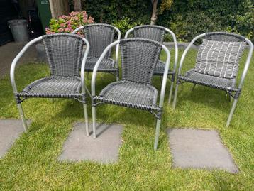 5 Stapelbare Tuinstoelen Aluminium Antraciet beschikbaar voor biedingen