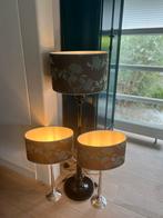 Set modern/stijlvol taupe/turkoois 2 x tafellampen+ 1xstaand, Huis en Inrichting, Lampen | Vloerlampen, Ophalen, Gebruikt, Metaal