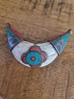 Antieke hanger van been met koraal en turquoise., Sieraden, Tassen en Uiterlijk, Antieke sieraden, Ophalen of Verzenden, Overige materialen