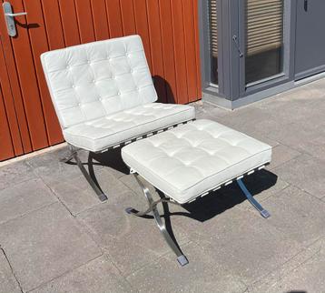 Barcelona Chair + ottoman Wit hocker Design stoel beschikbaar voor biedingen